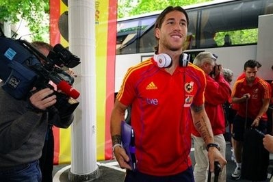 Spain's defender Sergio Ramos is seen arriving with his team at their hotel in Feldkirch, Austria, on September 2. AFP Spain's defender Sergio Ramos is seen arriving with his team at their hotel in Feldkirch, Austria, on September 2. AFP