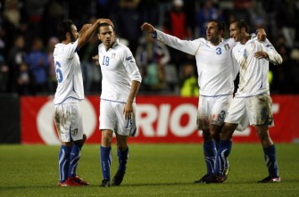 Italy's players celebrate after their match against Estonia on September 3, 2010 in Tallinn. AFP Italy's players celebrate after their match against Estonia on September 3, 2010 in Tallinn. AFP