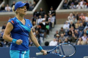 Kim Clijsters celebrates after a point against Venus Williams of the United States on September 10, 2010. AFP Kim Clijsters celebrates after a point against Venus Williams of the United States on September 10, 2010. AFP