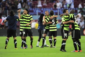 Hercule's players reacts after winning against Barcelona on September 11, 2010. AFP Hercule's players reacts after winning against Barcelona on September 11, 2010. AFP