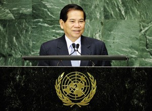 Vietnam's President Nguyen Minh Triet addresses the Millennium Development Goals Summit at the United Nations headquarters in New York on September 20, 2010. AFP Vietnam's President Nguyen Minh Triet addresses the Millennium Development Goals Summit at the United Nations headquarters in New York on September 20, 2010. AFP