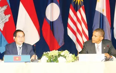 Chủ tịch nước Nguyễn Minh Triết cùng Tổng thống Hoa Kỳ Barack Obama đồng chủ trì Hội nghị các nhà lãnh đạo ASEAN - Hoa Kỳ lần thứ hai. Chủ tịch nước Nguyễn Minh Triết cùng Tổng thống Hoa Kỳ Barack Obama đồng chủ trì Hội nghị các nhà lãnh đạo ASEAN - Hoa Kỳ lần thứ hai.