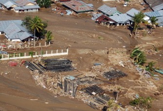 A general view show damaged caused by a flash flood in Wasior, Papua province on October 6, 2010. AFP A general view show damaged caused by a flash flood in Wasior, Papua province on October 6, 2010. AFP