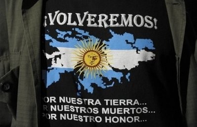 An Argentine war veteran wears a t-shirt reading Will be back!... for our Land... for our death... for our honor...in April 2010 in Buenos Aires An Argentine war veteran wears a t-shirt reading Will be back!... for our Land... for our death... for our honor...in April 2010 in Buenos Aires