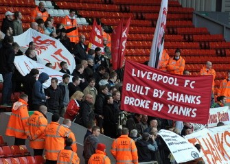 (FILES) A file photo taken on March 28, 2010, shows Liverpool supporters stage a sit in protest against their American owners after their English Premier League football match against Sunderland at Anfield in Liverpool, north-west England. AFP (FILES) A file photo taken on March 28, 2010, shows Liverpool supporters stage a sit in protest against their American owners after their English Premier League football match against Sunderland at Anfield in Liverpool, north-west England. AFP