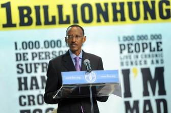 Rwanda's President Paul Kagame delivers a speech during the Food and Agriculture Organization (FAO) celebrations of the World Food Day on October 15, 2010 at the FAO headquarters in Rome. AFP Rwanda's President Paul Kagame delivers a speech during the Food and Agriculture Organization (FAO) celebrations of the World Food Day on October 15, 2010 at the FAO headquarters in Rome. AFP