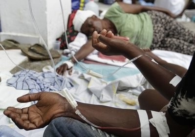 People receive serum at the St. Nicholas hospital in Saint Marc, Haiti, Thursday, Oct. 21, 2010. People receive serum at the St. Nicholas hospital in Saint Marc, Haiti, Thursday, Oct. 21, 2010.
