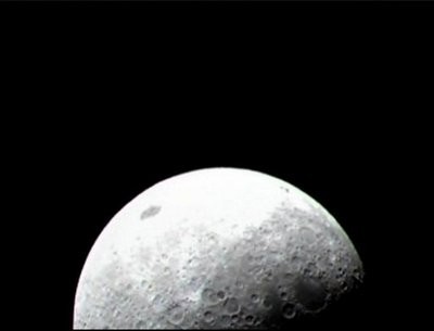 One of the first images released in 2009 from NASA's Lunar CRater Observing and Sensing Satellite (LCROSS) using the visible light camera during a swingby of the moon. One of the first images released in 2009 from NASA's Lunar CRater Observing and Sensing Satellite (LCROSS) using the visible light camera during a swingby of the moon.