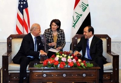 In this Saturday, Jan. 23, 2010 file photo released by the Iraq Prime Minister's office, Iraqi Prime Minister Nouri al-Maliki, right, meets with U.S. Vice President Joe Biden in Baghdad, Iraq. In this Saturday, Jan. 23, 2010 file photo released by the Iraq Prime Minister's office, Iraqi Prime Minister Nouri al-Maliki, right, meets with U.S. Vice President Joe Biden in Baghdad, Iraq.