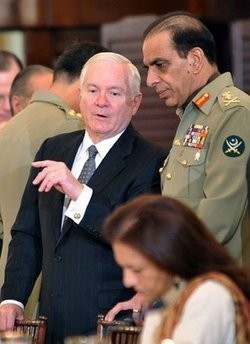 US Secretary of Defense Robert Gates (L) chats with Pakistan's Chief of Army Staff General Ashfaq Pervez Kayani before the start of the US-Pakistan Dialogue Plenary Session at the State Department in Washington, DC. US Secretary of Defense Robert Gates (L) chats with Pakistan's Chief of Army Staff General Ashfaq Pervez Kayani before the start of the US-Pakistan Dialogue Plenary Session at the State Department in Washington, DC.
