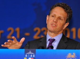 US Treasury Secretary Timothy Geithner arrives at a press conference following the G20 Finance Ministers and Central Bank Governors meeting in Gyeongju, S. Korea on October 23, 2010. AFP US Treasury Secretary Timothy Geithner arrives at a press conference following the G20 Finance Ministers and Central Bank Governors meeting in Gyeongju, S. Korea on October 23, 2010. AFP