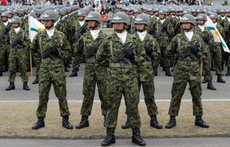 Troops of Japan Ground Self-Defense Force (GSDF) attend an inspection parade at the Asaka military base in suburban Tokyo on October 24, 2010. AFP Troops of Japan Ground Self-Defense Force (GSDF) attend an inspection parade at the Asaka military base in suburban Tokyo on October 24, 2010. AFP