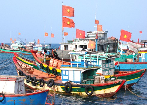 Fishing vessels are at a port on Ly Son Island which is home of the fishermen. Fishing vessels are at a port on Ly Son Island which is home of the fishermen.