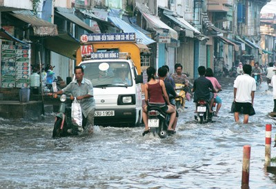 Flood is caused by high tide. residents at Me Coc, District 8 always face flood tide.(Photo:SGGP) Flood is caused by high tide. residents at Me Coc, District 8 always face flood tide.(Photo:SGGP)