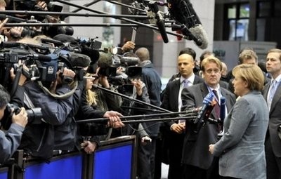 German Chancellor Angela Merkel speaks to media prior to a European Union summit at the European Council headquarters in Brussels. AFP German Chancellor Angela Merkel speaks to media prior to a European Union summit at the European Council headquarters in Brussels. AFP