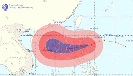 Đường đi của cơn bão Megi. Ảnh: TTKTTVTƯ Đường đi của cơn bão Megi. Ảnh: TTKTTVTƯ