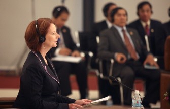 Australian Prime Minister Julia Gillard speaks at the ASEAN-Australia Summit on the sidelines of the 17th ASEAN Summit in Hanoi on October 30, 2010. AFP photo Australian Prime Minister Julia Gillard speaks at the ASEAN-Australia Summit on the sidelines of the 17th ASEAN Summit in Hanoi on October 30, 2010. AFP photo