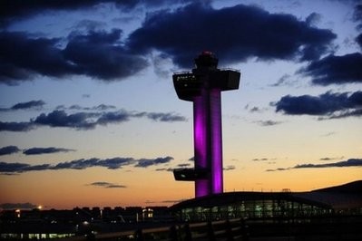 The control tower at New York's JFK airport, October 29, 2010. AFP The control tower at New York's JFK airport, October 29, 2010. AFP