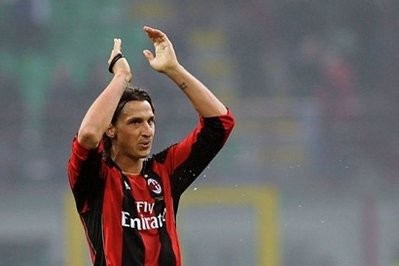 Zlatan Ibrahimovic celebrates his goa. AC Milan defeated Inter Milan 1-0. AFP Zlatan Ibrahimovic celebrates his goa. AC Milan defeated Inter Milan 1-0. AFP