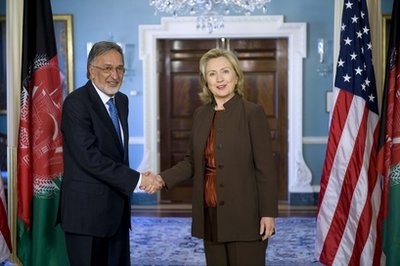 Secretary of State Hillary Rodham Clinton greets Afghan Foreign Minister Zalmay Rassoul at the State Department in Washington, Wednesday, Nov. 17, 2010 Secretary of State Hillary Rodham Clinton greets Afghan Foreign Minister Zalmay Rassoul at the State Department in Washington, Wednesday, Nov. 17, 2010