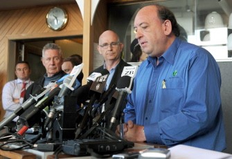 Pike River Coal chief executive Peter Whittall (R) reacts during a press conference on the rescue operations for the 29 coal miners trapped underground after an explosion at the Pike River Coal mine on November 24, 2010. AFP Pike River Coal chief executive Peter Whittall (R) reacts during a press conference on the rescue operations for the 29 coal miners trapped underground after an explosion at the Pike River Coal mine on November 24, 2010. AFP