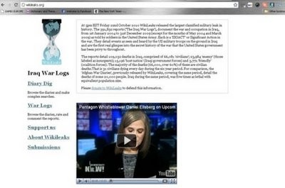 A screengrab of the Wikileaks page, taken in October. A screengrab of the Wikileaks page, taken in October.