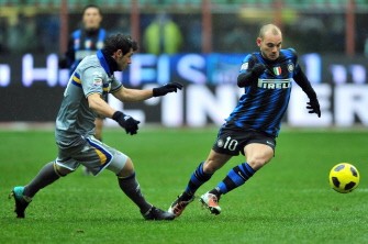 Parma's Swiss midfielder Blerim Dzemaili (L) challenges Inter Milan's Dutch midfielder Wesley Sneijder during the Serie A football match between Inter Milan and Parma on November 28, 2010 . AFP Parma's Swiss midfielder Blerim Dzemaili (L) challenges Inter Milan's Dutch midfielder Wesley Sneijder during the Serie A football match between Inter Milan and Parma on November 28, 2010 . AFP