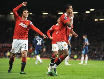 Nani (R) celebrates with Manchester United's Rafael Da Silva (L) after scoring the second goal during the match against Stoke City at Old Trafford in Manchester on January 4, 2011. AFP Nani (R) celebrates with Manchester United's Rafael Da Silva (L) after scoring the second goal during the match against Stoke City at Old Trafford in Manchester on January 4, 2011. AFP