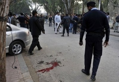 Pakistani policemen secure the site of a fatal attack on Salman Taseer, the governor of Pakistan's most politically important province Punjab, in Islamabad. Pakistani policemen secure the site of a fatal attack on Salman Taseer, the governor of Pakistan's most politically important province Punjab, in Islamabad.