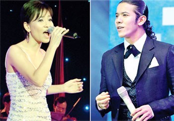 Singers Thu Minh (L) and Kasim Hoang Vu Singers Thu Minh (L) and Kasim Hoang Vu