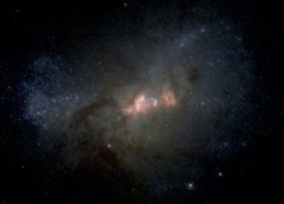 This undated NASA image shows the dwarf galaxy Henize 2-10, seen in visible light by the Hubble Space Telescope This undated NASA image shows the dwarf galaxy Henize 2-10, seen in visible light by the Hubble Space Telescope