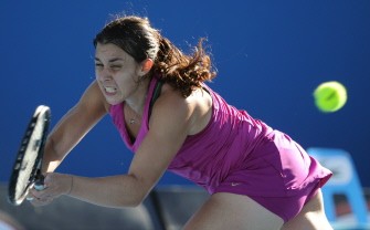 Marion Bartoli of France plays a stroke during her second round women's singles match against Vesna Manasieva of Russia on the third day of the Australian Open on January 19, 2011. AFP Marion Bartoli of France plays a stroke during her second round women's singles match against Vesna Manasieva of Russia on the third day of the Australian Open on January 19, 2011. AFP