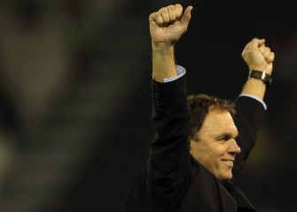 Australia's coach Holger Osieck celebrates after midfielder Harry Kewell scored a goal against Iraq in the Qatari capital Doha on January 22, 2011. Australia won 1-0. AFP Australia's coach Holger Osieck celebrates after midfielder Harry Kewell scored a goal against Iraq in the Qatari capital Doha on January 22, 2011. Australia won 1-0. AFP