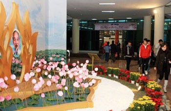 Lotuses are displayed in the festival. Lotuses are displayed in the festival.