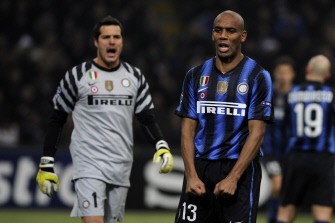 Inter Milan's goalkeeper Julio Cesar (L) and Maicon react during their team's match against Bayern Munich on February 23, 2011. AFP Inter Milan's goalkeeper Julio Cesar (L) and Maicon react during their team's match against Bayern Munich on February 23, 2011. AFP