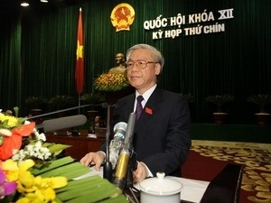 Party General Secretary and National Assembly Chairman Nguyen Phu Trong speaks at the final session of the 12th National Assembly (Photo: VNA) Party General Secretary and National Assembly Chairman Nguyen Phu Trong speaks at the final session of the 12th National Assembly (Photo: VNA)