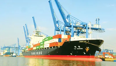 Bốc hàng tại cảng Cát Lái, TPHCM để chuyển đi các nước. Ảnh: KIM NGÂN Bốc hàng tại cảng Cát Lái, TPHCM để chuyển đi các nước. Ảnh: KIM NGÂN
