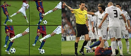 Chân Pepe chưa chạm vào Alves!