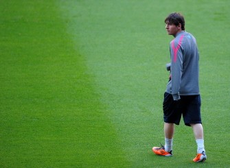AFP - Barcelona's Argentinian forward Lionel Messi takes part in a training session at the Camp Nou stadium in Barcelona on May, 2, 2011 on the eve of the second leg between Barcelona and Real Madrid. AFP - Barcelona's Argentinian forward Lionel Messi takes part in a training session at the Camp Nou stadium in Barcelona on May, 2, 2011 on the eve of the second leg between Barcelona and Real Madrid.