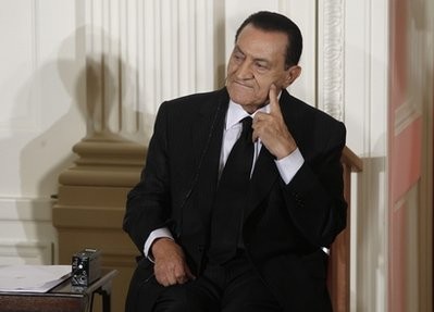 In this Wednesday, Sept. 1, 2010 file photo, Egypt's then President Hosni Mubarak listens as Israel's Prime Minister Benjamin Nethanyahu, unseen, speaks in the East Room of the White House in Washington. In this Wednesday, Sept. 1, 2010 file photo, Egypt's then President Hosni Mubarak listens as Israel's Prime Minister Benjamin Nethanyahu, unseen, speaks in the East Room of the White House in Washington.