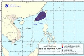 Chart showing direction of the tropical depression on the East Sea (Photo: National weather bureau) Chart showing direction of the tropical depression on the East Sea (Photo: National weather bureau)