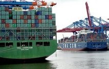 AFP/DPA/File – Container ships are seen in the harbour of the northern German city of Hamburg. AFP/DPA/File – Container ships are seen in the harbour of the northern German city of Hamburg.