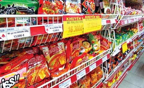 A variety of instant noodle brands in supermarkets across the country A variety of instant noodle brands in supermarkets across the country