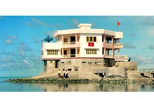 A building on a sinking island built and used by army engineers A building on a sinking island built and used by army engineers