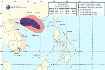 Direction of the ‘Haima’ Typhoon on June 22 (Photo: national weather bureau) Direction of the ‘Haima’ Typhoon on June 22 (Photo: national weather bureau)