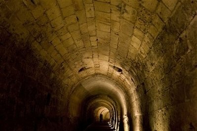 This photo taken on Sunday June, 19, 2011, shows a tunnel built by knights of the Templar order under the old port city of Acre, on the Mediterranean coast in northern Israel. This photo taken on Sunday June, 19, 2011, shows a tunnel built by knights of the Templar order under the old port city of Acre, on the Mediterranean coast in northern Israel.