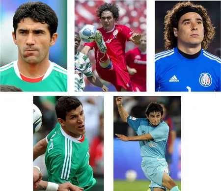 Từ trái qua, từ trên xuống: Naelson "Sinha", Edgar Duenas, Guilleermo Ochoa, Francisco Rodriguez và Christian Bermudez Từ trái qua, từ trên xuống: Naelson "Sinha", Edgar Duenas, Guilleermo Ochoa, Francisco Rodriguez và Christian Bermudez