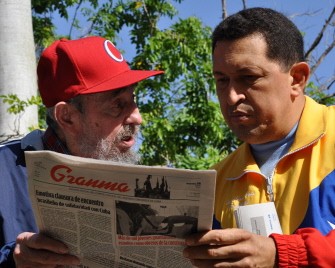 AFP - (FILES) Handout picture released by the Cuban website www.cubadebate.cu on June 29, 2011, shows Venezuelan President Hugo Chavez Frias (R) and Cuban former President Fidel Castro reading Communist Party newspaper Granma, in Havana on June 28, 2011. AFP - (FILES) Handout picture released by the Cuban website www.cubadebate.cu on June 29, 2011, shows Venezuelan President Hugo Chavez Frias (R) and Cuban former President Fidel Castro reading Communist Party newspaper Granma, in Havana on June 28, 2011.