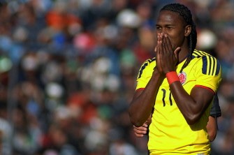 AFP - Colombia's Hugo Rodallega gestures during the match against Costa Rica on July 2, 2011 AFP - Colombia's Hugo Rodallega gestures during the match against Costa Rica on July 2, 2011