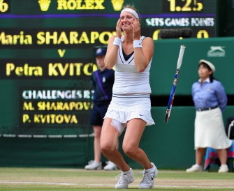 AFP - Czech player Petra Kvitova celebrates after beating Russia's Maria Sharapova in the Women's Final AFP - Czech player Petra Kvitova celebrates after beating Russia's Maria Sharapova in the Women's Final